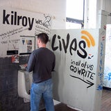 Justin Sherlock at the installation